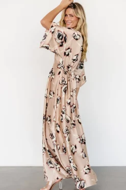 Clearance Baltic Born Romilly Satin Maxi Dress | Champagne Print ChampagnePrint