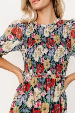Outlet Baltic Born Rosalina Smocked Dress | Black Multi Floral BlackMultiFloral