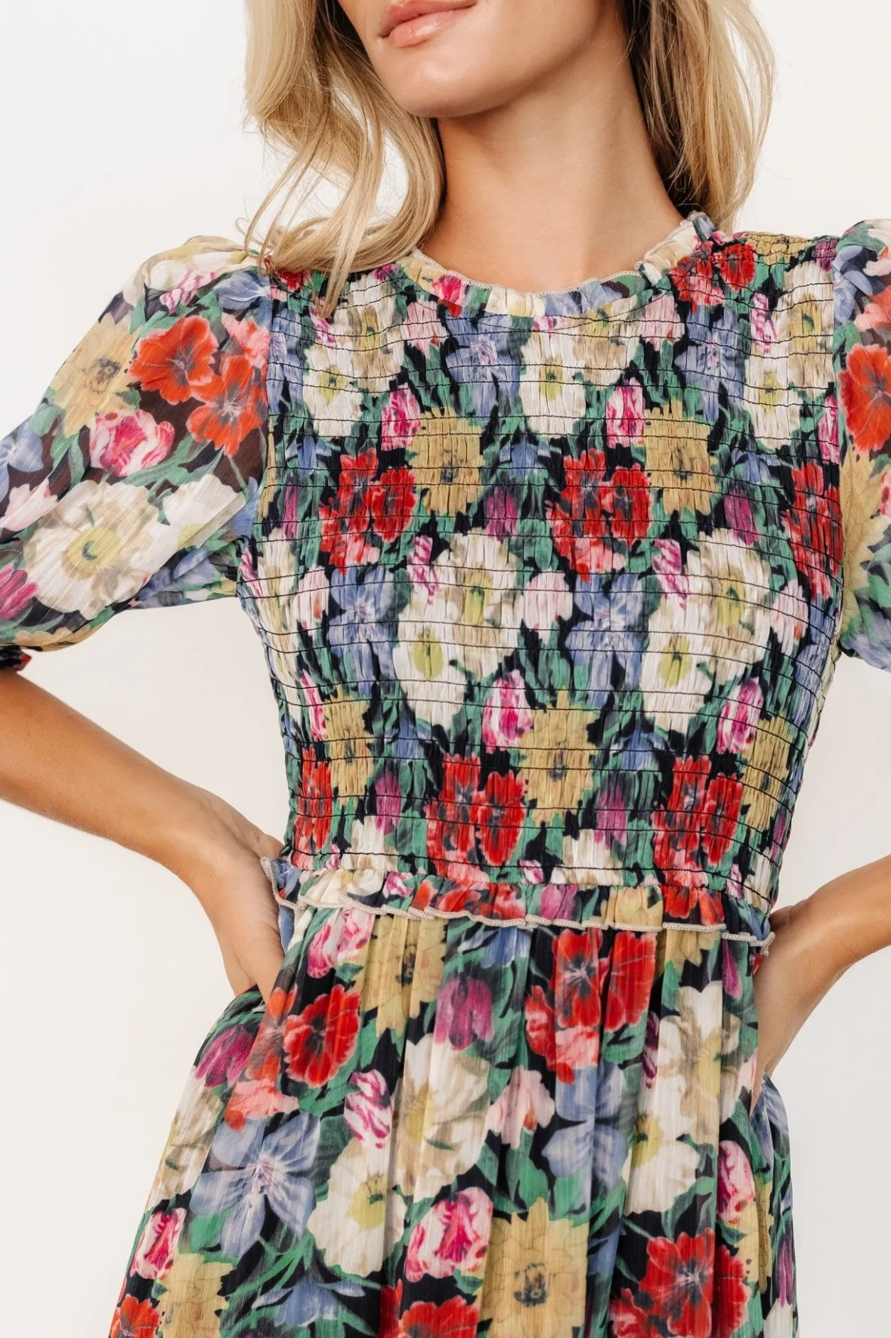 Outlet Baltic Born Rosalina Smocked Dress | Black Multi Floral BlackMultiFloral