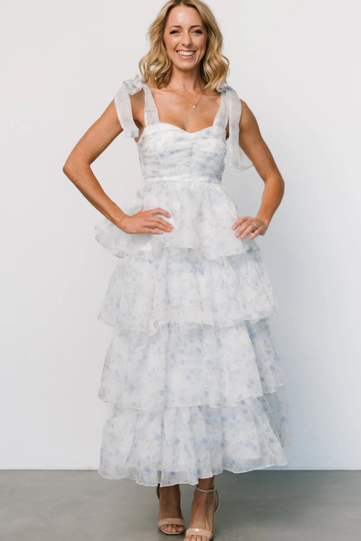 Sale Baltic Born Rosemary Tiered Dress | Light Blue Floral LightBlueFloral
