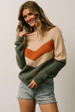 Online Baltic Born Rowen Color Block Sweater | Natural + Green Natural+Green