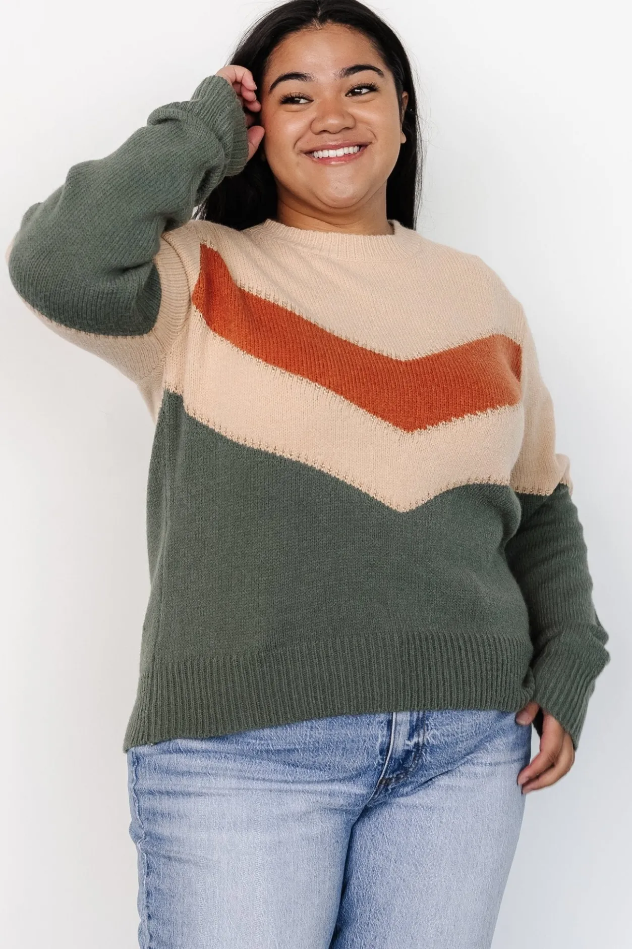 Online Baltic Born Rowen Color Block Sweater | Natural + Green Natural+Green