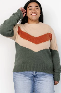 Online Baltic Born Rowen Color Block Sweater | Natural + Green Natural+Green