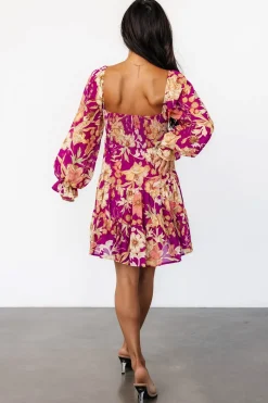 Clearance Baltic Born Rubi Short Dress | Magenta Multi Floral MagentaMultiFloral