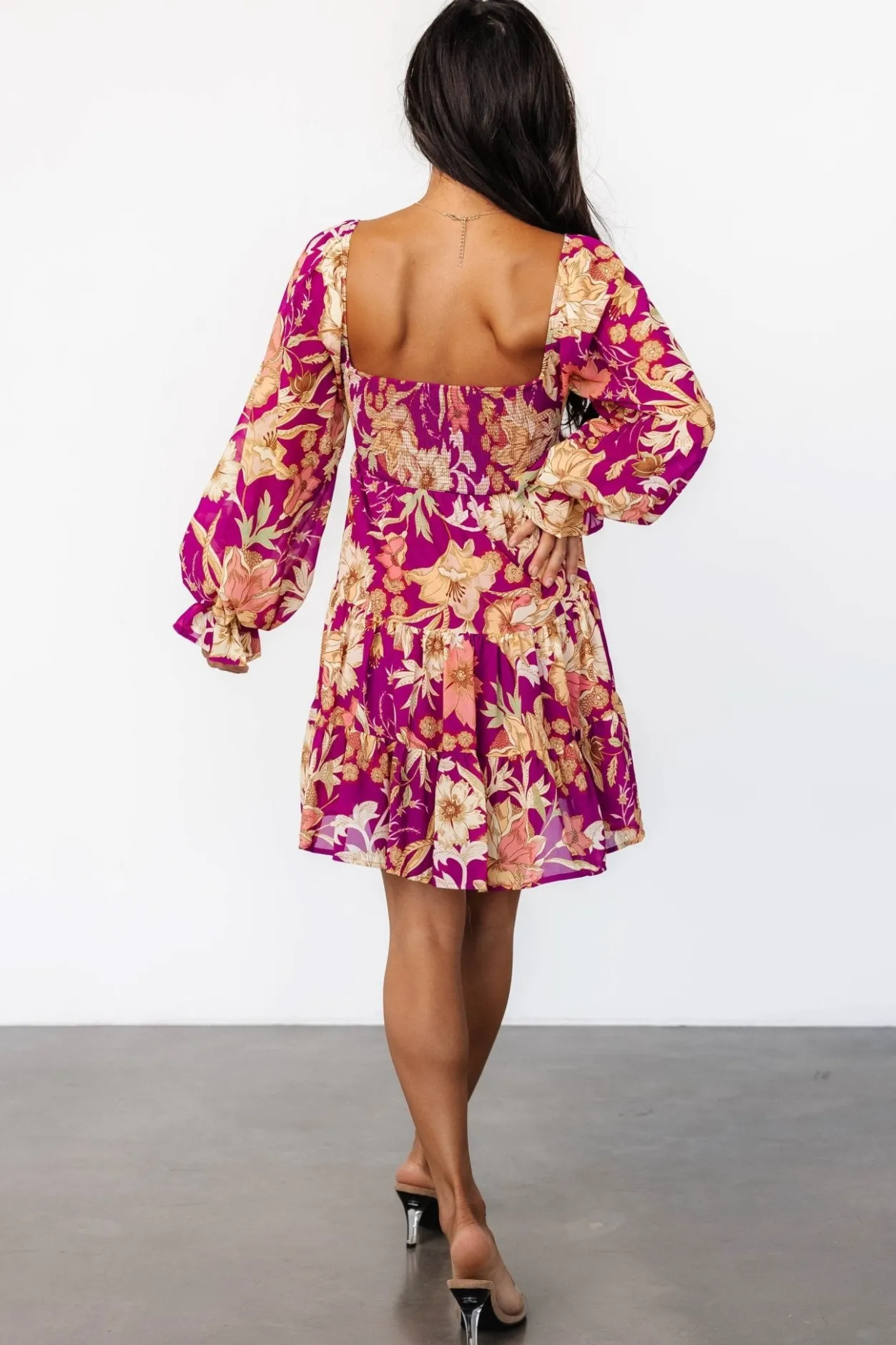 Clearance Baltic Born Rubi Short Dress | Magenta Multi Floral MagentaMultiFloral