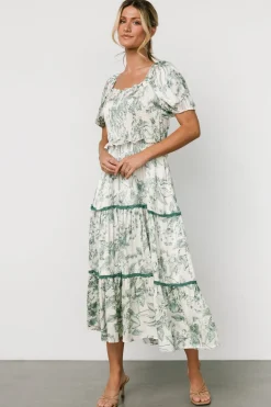 Sale Baltic Born Ruthie Tiered Midi Dress | Green Print GreenPrint