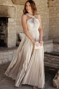 Hot Baltic Born Sandra Pleated Maxi Dress | Champagne