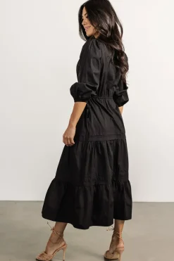 Fashion Baltic Born Santa Fe Poplin Midi Dress | Black