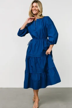 Clearance Baltic Born Santa Fe Poplin Midi Dress | Cobalt