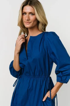 Clearance Baltic Born Santa Fe Poplin Midi Dress | Cobalt