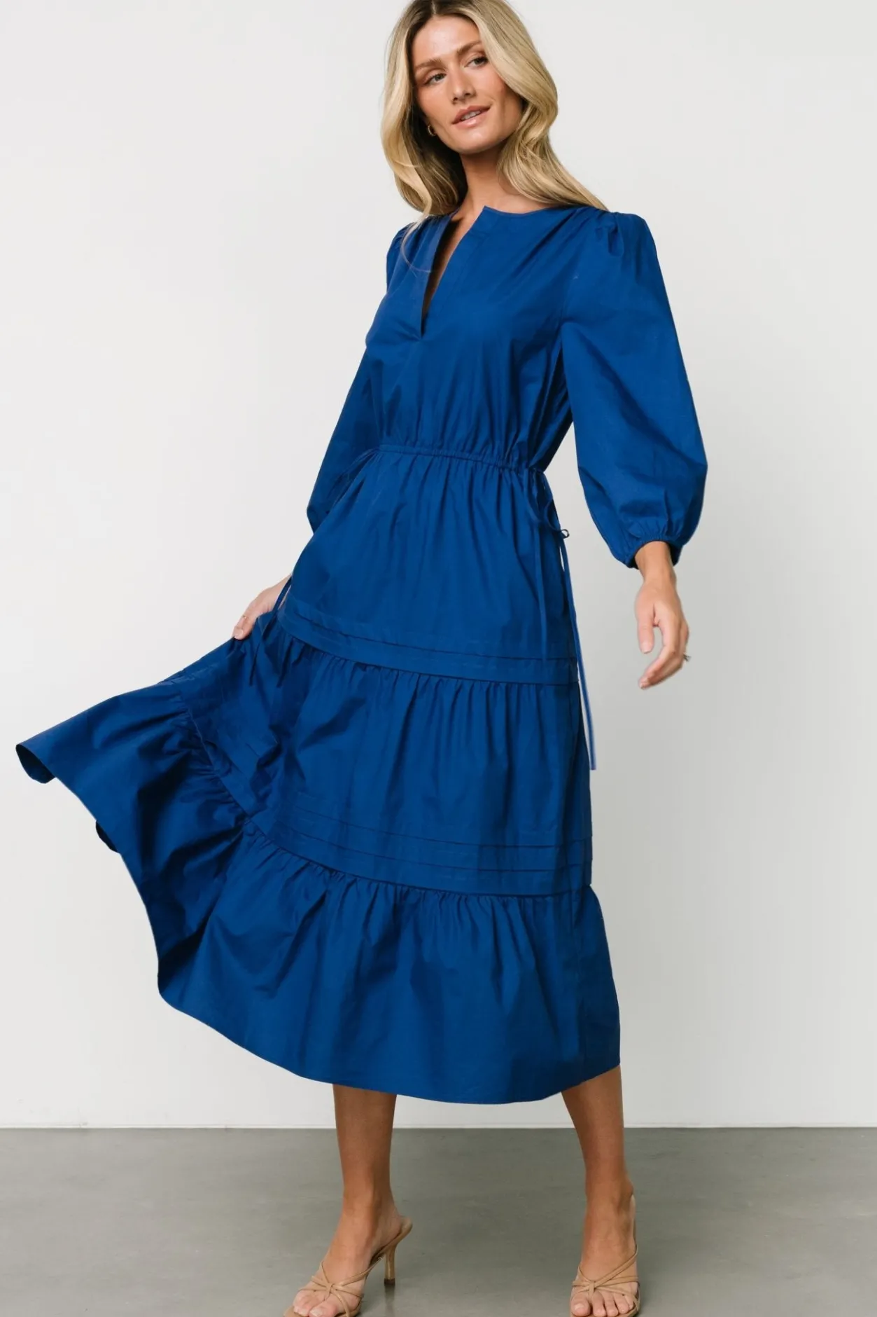 Clearance Baltic Born Santa Fe Poplin Midi Dress | Cobalt