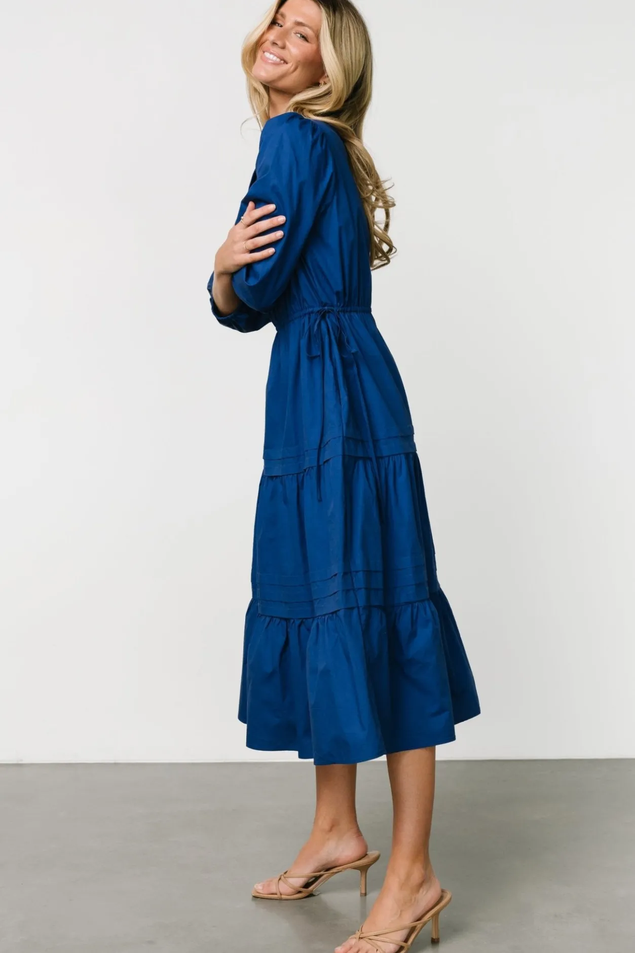 Clearance Baltic Born Santa Fe Poplin Midi Dress | Cobalt