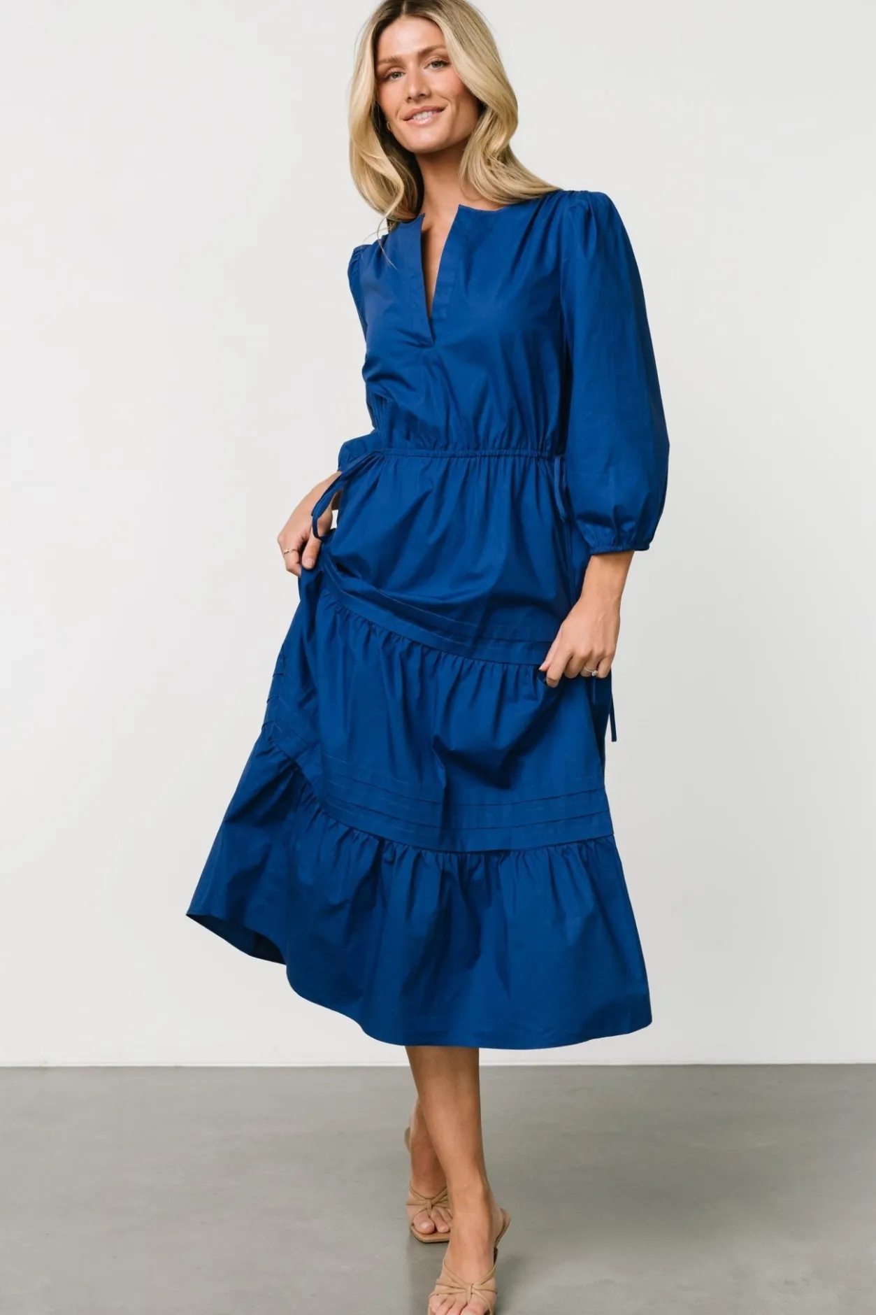 Clearance Baltic Born Santa Fe Poplin Midi Dress | Cobalt