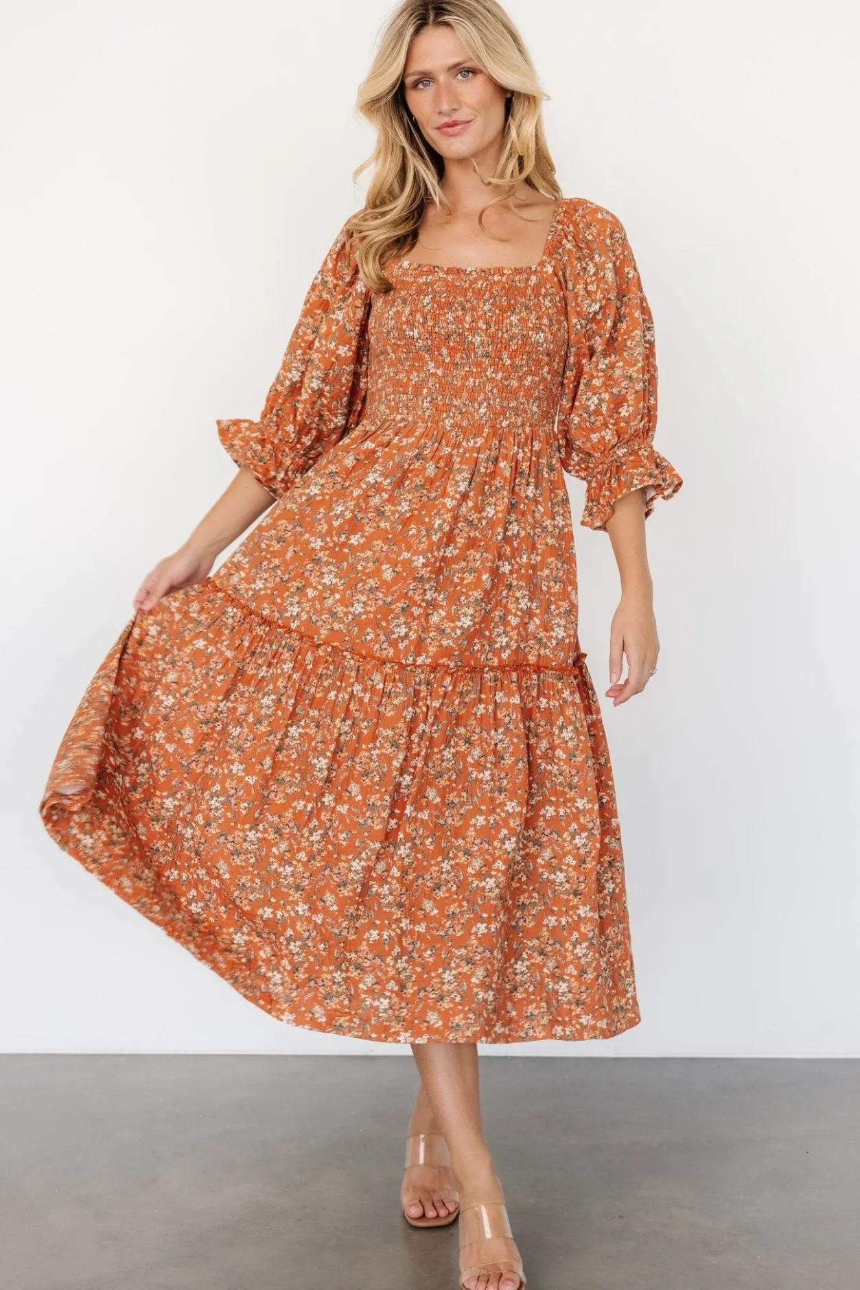 New Baltic Born Sedona Smocked Dress | Light Rust LightRust