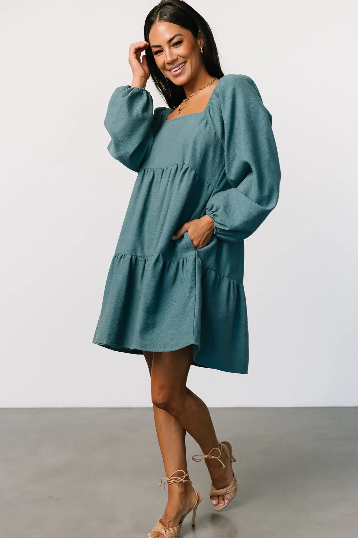 Clearance Baltic Born Selena Tiered Mini Dress | Vintage Teal VintageTeal