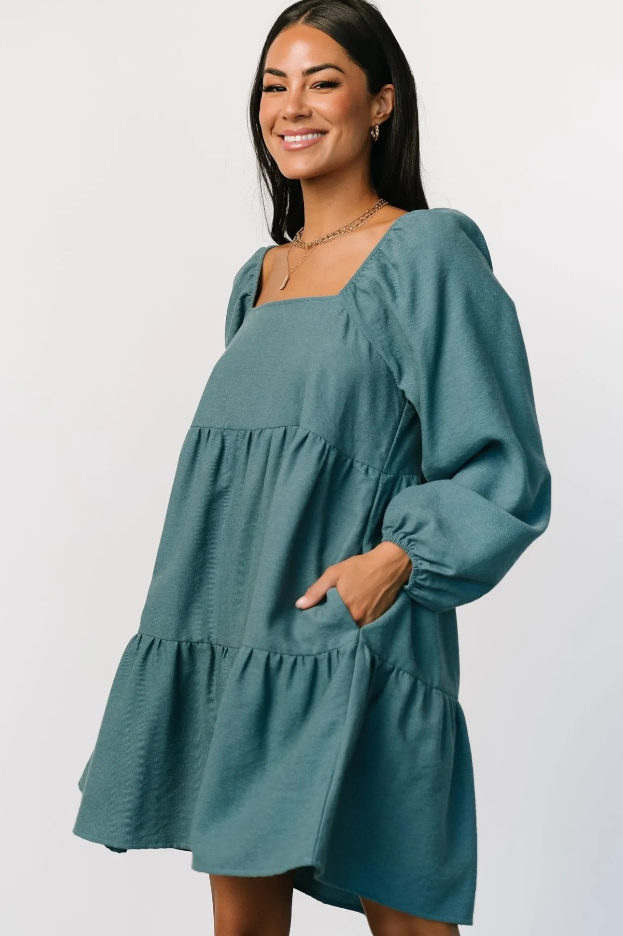 Clearance Baltic Born Selena Tiered Mini Dress | Vintage Teal VintageTeal