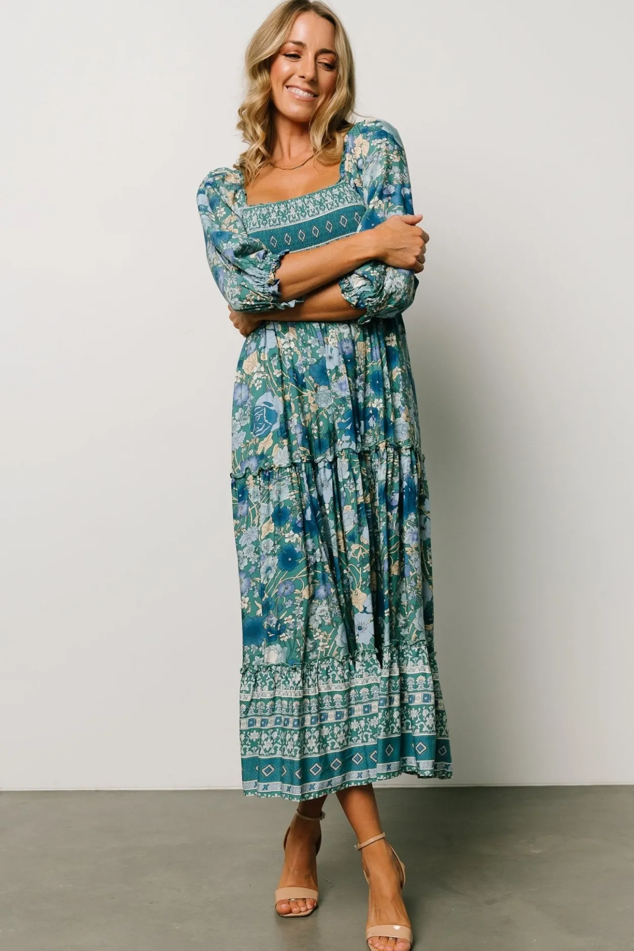Online Baltic Born Shanna Tiered Dress | Emerald Multi EmeraldMulti