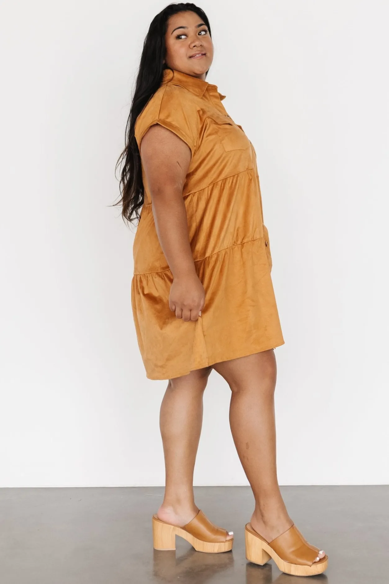 Fashion Baltic Born Shayla Button Down Short Dress | Camel