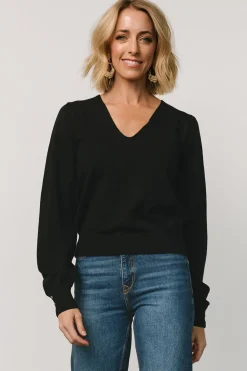 Fashion Baltic Born Sheila V Neck Sweater Top | Black