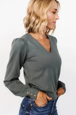 Sale Baltic Born Sheila V Neck Sweater Top | Winter Green WinterGreen