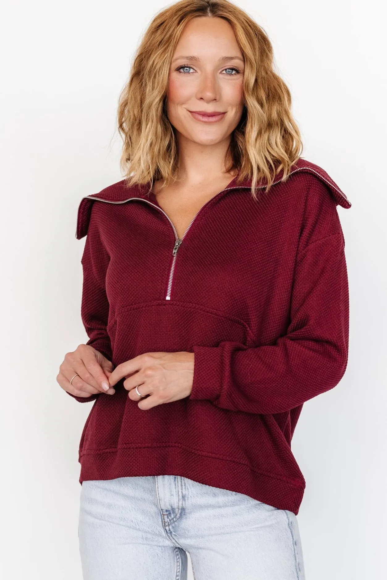 Outlet Baltic Born Shiloh Half Zip Pullover | Burgundy