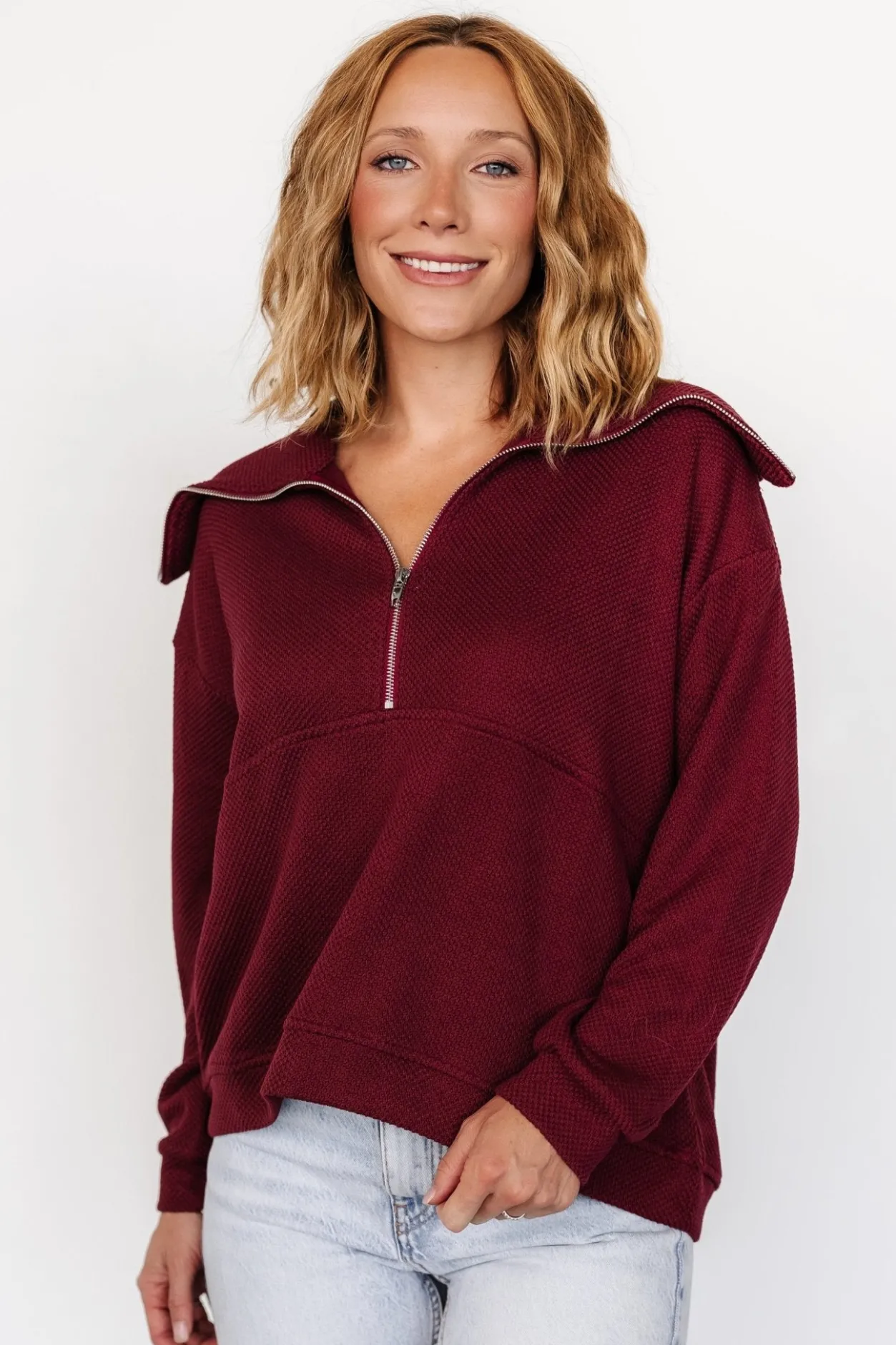 Outlet Baltic Born Shiloh Half Zip Pullover | Burgundy