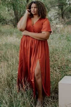 Best Baltic Born Sicily Satin Maxi Dress | Rust