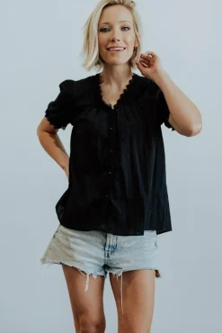 New Baltic Born Sloane Button Top | Black