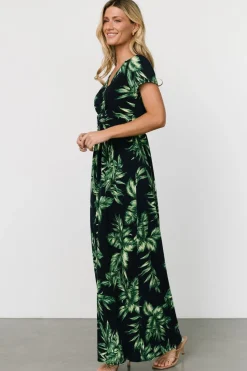 Online Baltic Born Soleil Maxi Dress | Black Leaf Print BlackLeafPrint