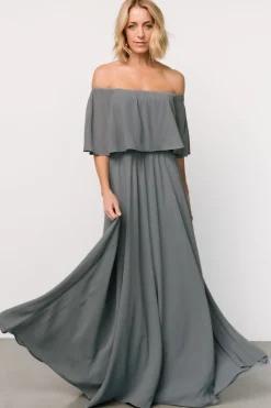 Discount Baltic Born Sonia Off Shoulder Maxi Dress | Dusty Blue DustyBlue