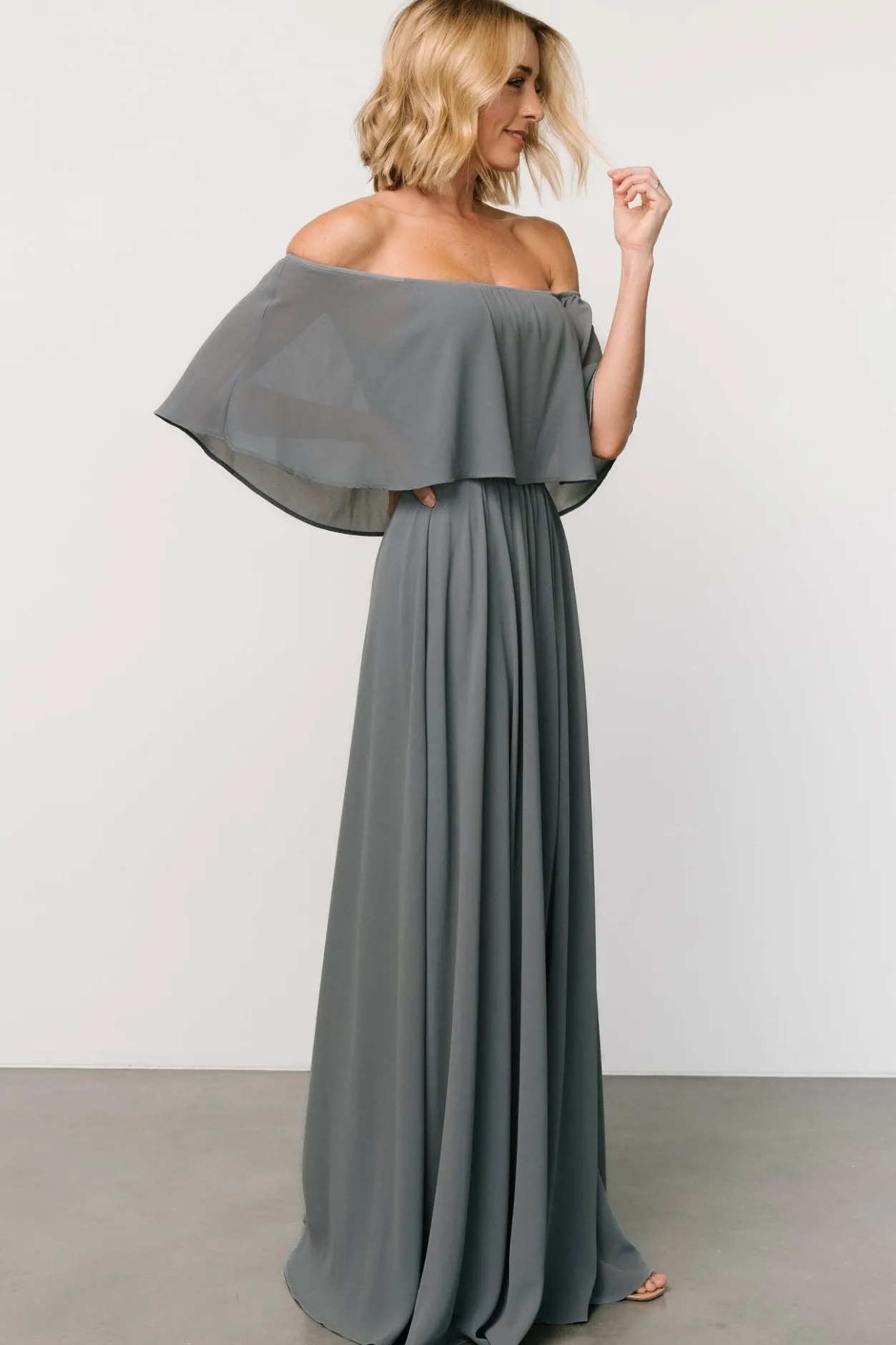 Discount Baltic Born Sonia Off Shoulder Maxi Dress | Dusty Blue DustyBlue