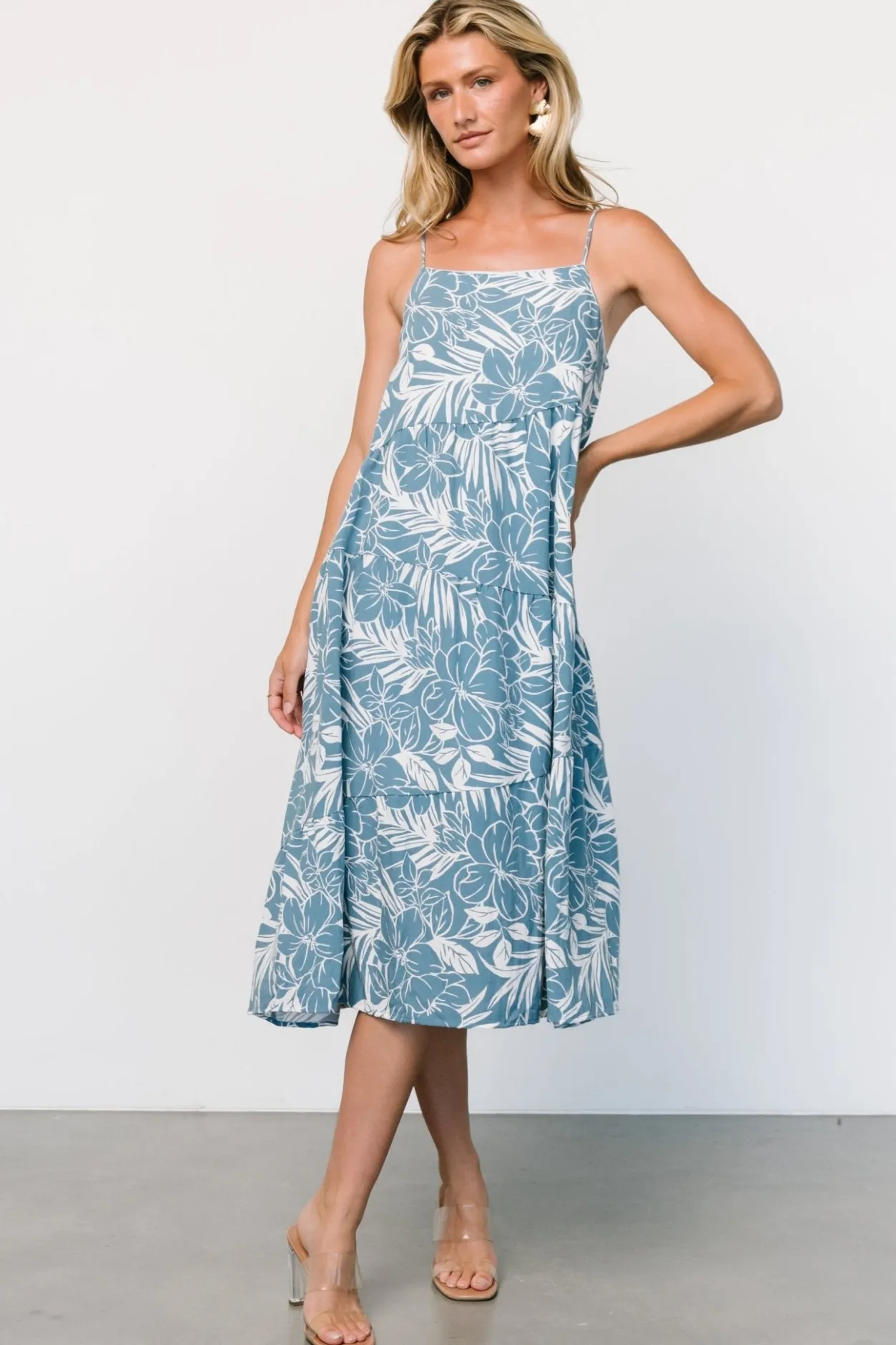 Clearance Baltic Born Sonora Midi Dress | Dusty Blue Print DustyBluePrint
