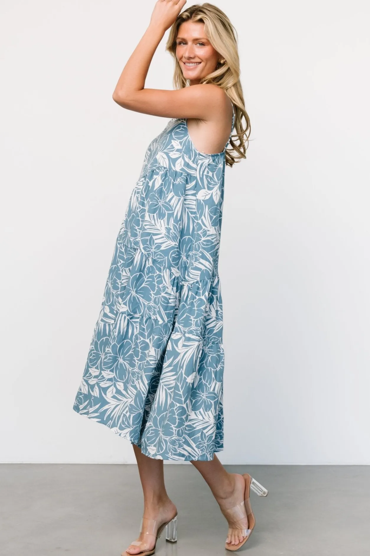 Clearance Baltic Born Sonora Midi Dress | Dusty Blue Print DustyBluePrint
