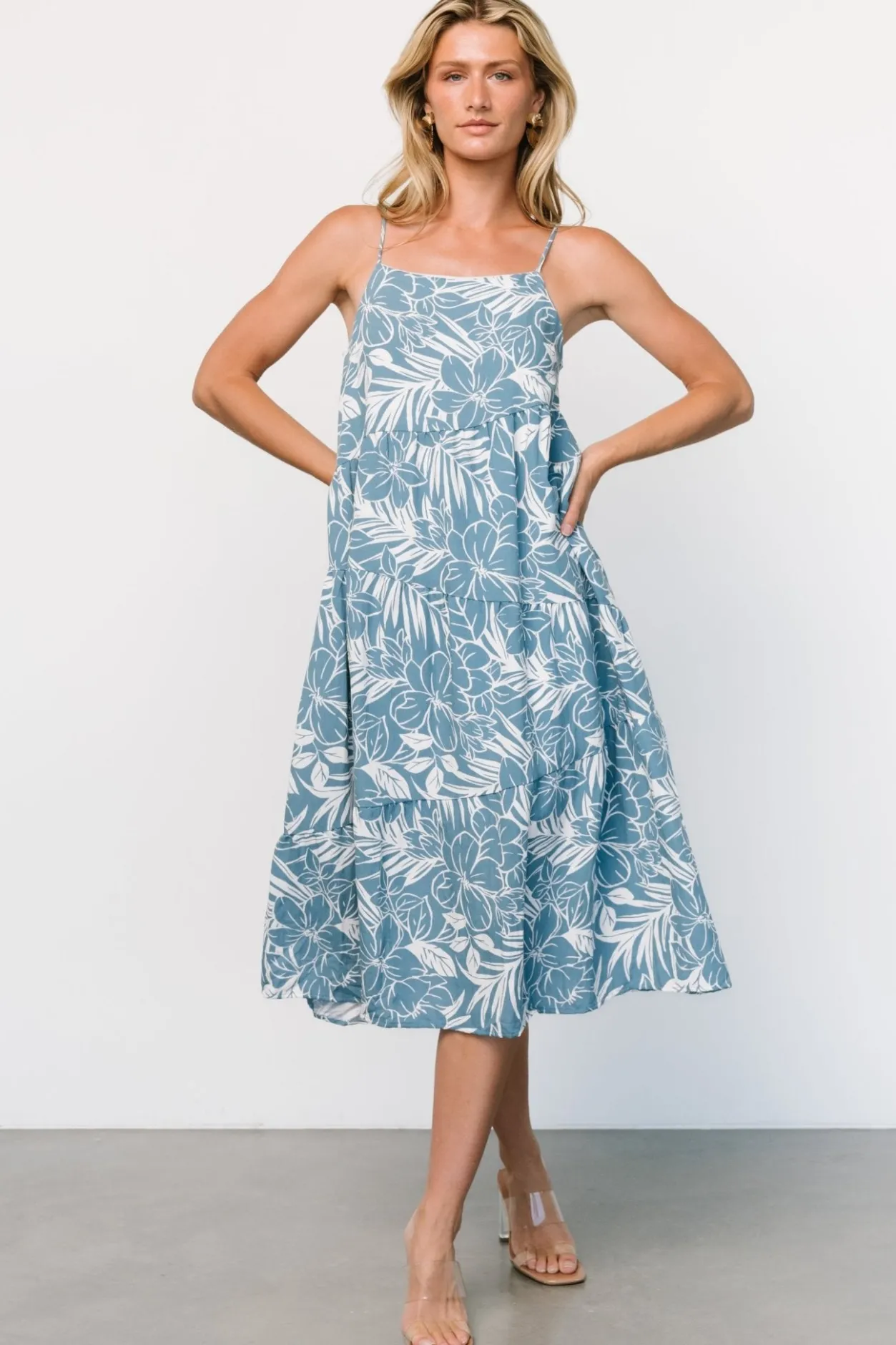 Clearance Baltic Born Sonora Midi Dress | Dusty Blue Print DustyBluePrint