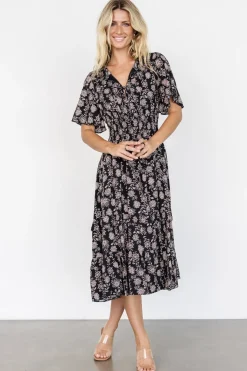 Outlet Baltic Born Spell Boho Midi Dress | Black + Taupe Floral Black+TaupeFloral