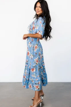 Outlet Baltic Born Spell Boho Midi Dress | Blue + Peach Floral Blue+PeachFloral