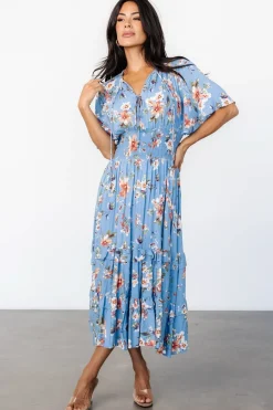 Outlet Baltic Born Spell Boho Midi Dress | Blue + Peach Floral Blue+PeachFloral