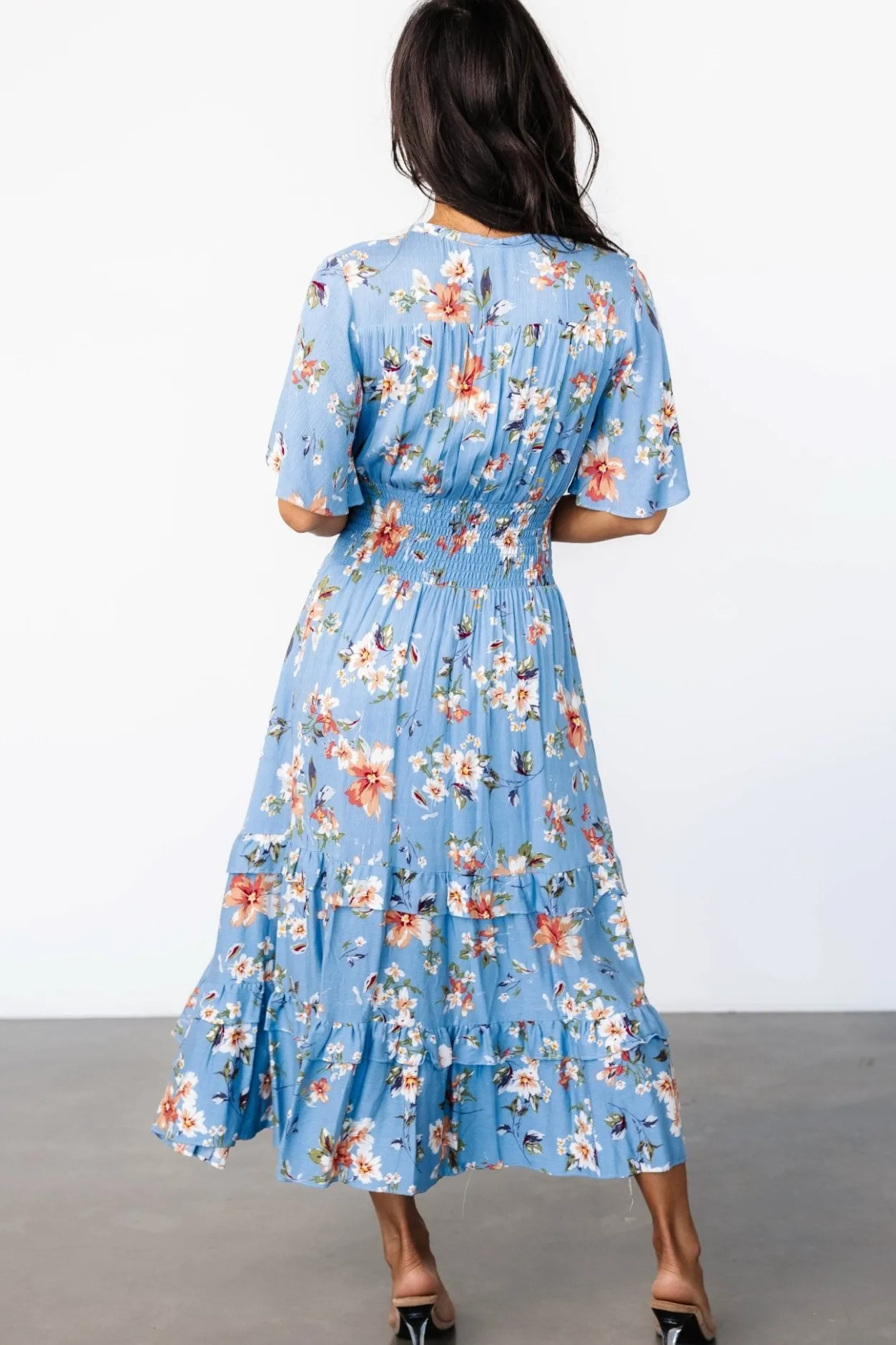 Outlet Baltic Born Spell Boho Midi Dress | Blue + Peach Floral Blue+PeachFloral