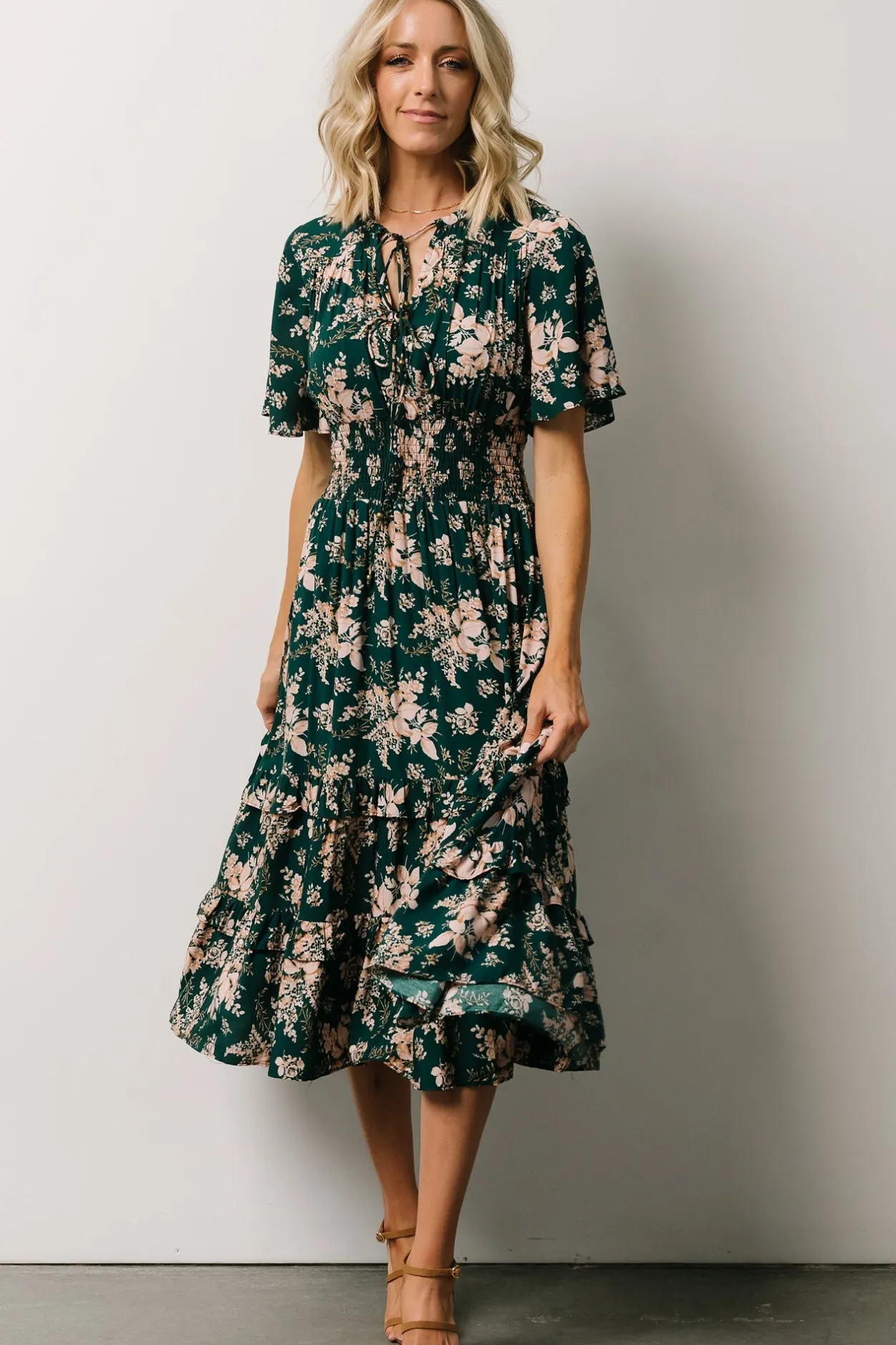 Discount Baltic Born Spell Boho Midi Dress | Topaz + Blush Floral Topaz+BlushFloral