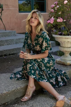 Discount Baltic Born Spell Boho Midi Dress | Topaz + Blush Floral Topaz+BlushFloral