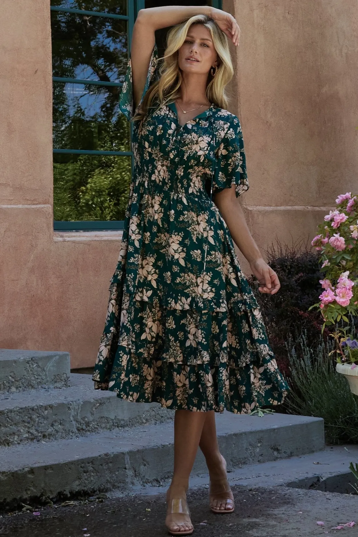 Discount Baltic Born Spell Boho Midi Dress | Topaz + Blush Floral Topaz+BlushFloral