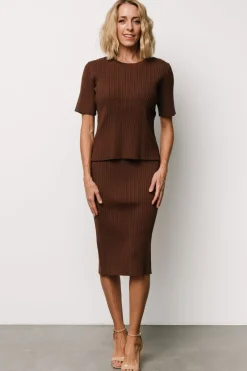 Discount Baltic Born Stormi Ribbed Midi Skirt | Brown
