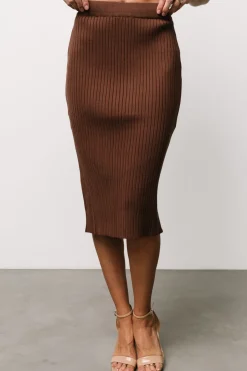 Discount Baltic Born Stormi Ribbed Midi Skirt | Brown