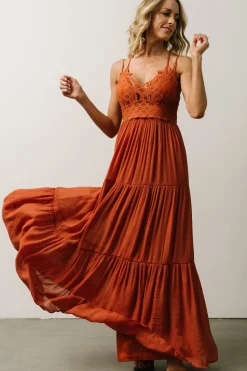 Hot Baltic Born Summerlin Lace Top Maxi Dress | Rust
