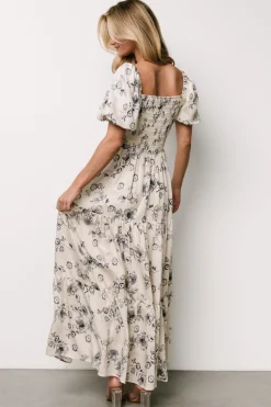 Best Baltic Born Susanna Smocked Maxi Dress | Ivory + Blue Floral Ivory+BlueFloral