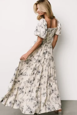 Best Baltic Born Susanna Smocked Maxi Dress | Ivory + Blue Floral Ivory+BlueFloral