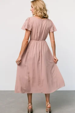 Clearance Baltic Born Swan Bead Embroidered Midi Dress | Dusty Rose DustyRose