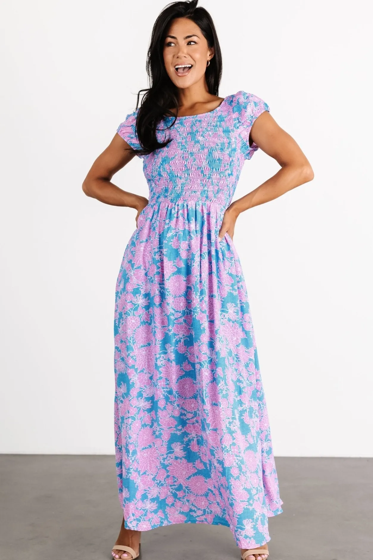 Outlet Baltic Born Tabitha Open Back Maxi Dress | Blue + Pink Blue+Pink