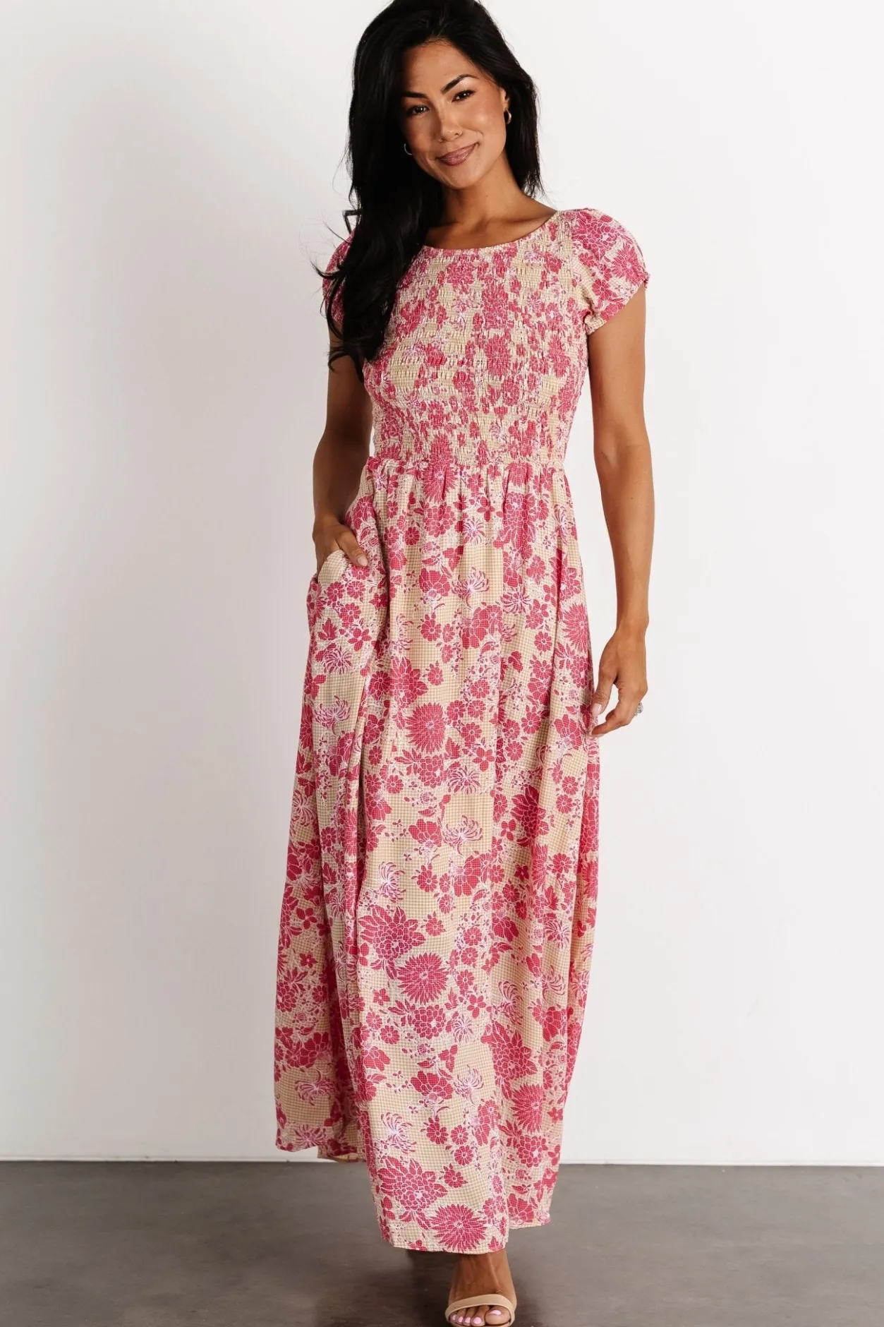 New Baltic Born Tabitha Open Back Maxi Dress | Yellow + Coral Yellow+Coral
