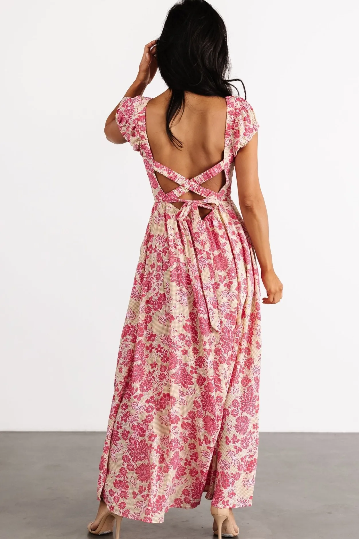 New Baltic Born Tabitha Open Back Maxi Dress | Yellow + Coral Yellow+Coral